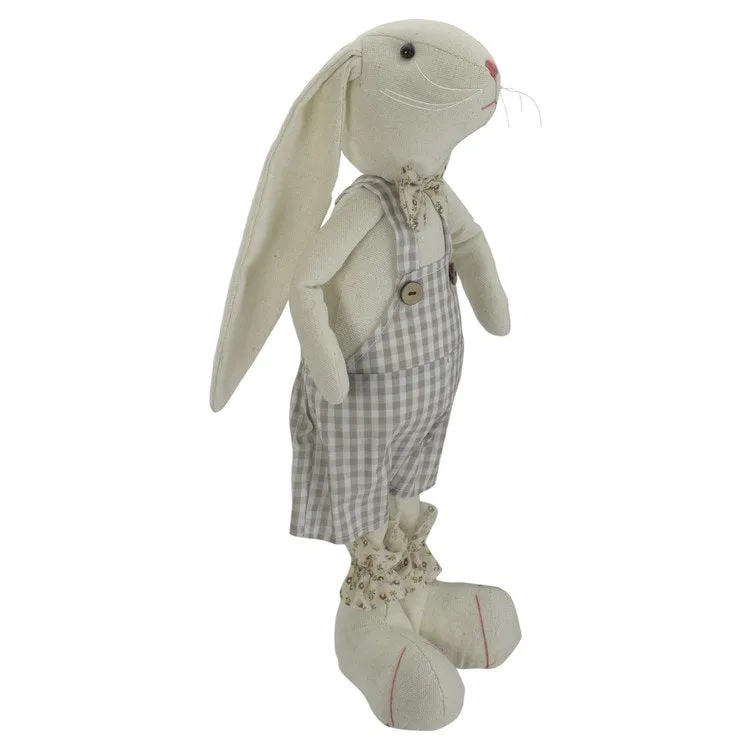 14.5" Beige and Cream Standing Boy Bunny Rabbit Spring Figure