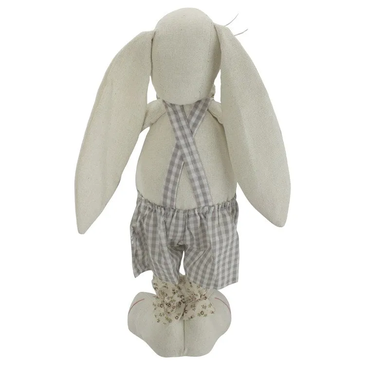 14.5" Beige and Cream Standing Boy Bunny Rabbit Spring Figure