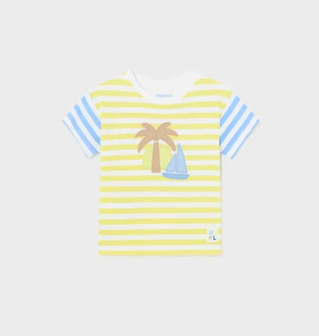 2pc Yellow and Blue Striped Tee w Shorts