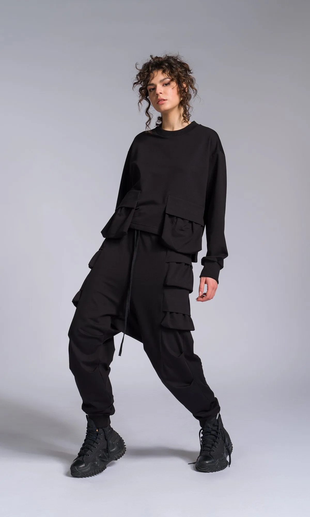 Adjustable Leg Pants with Layered Pockets