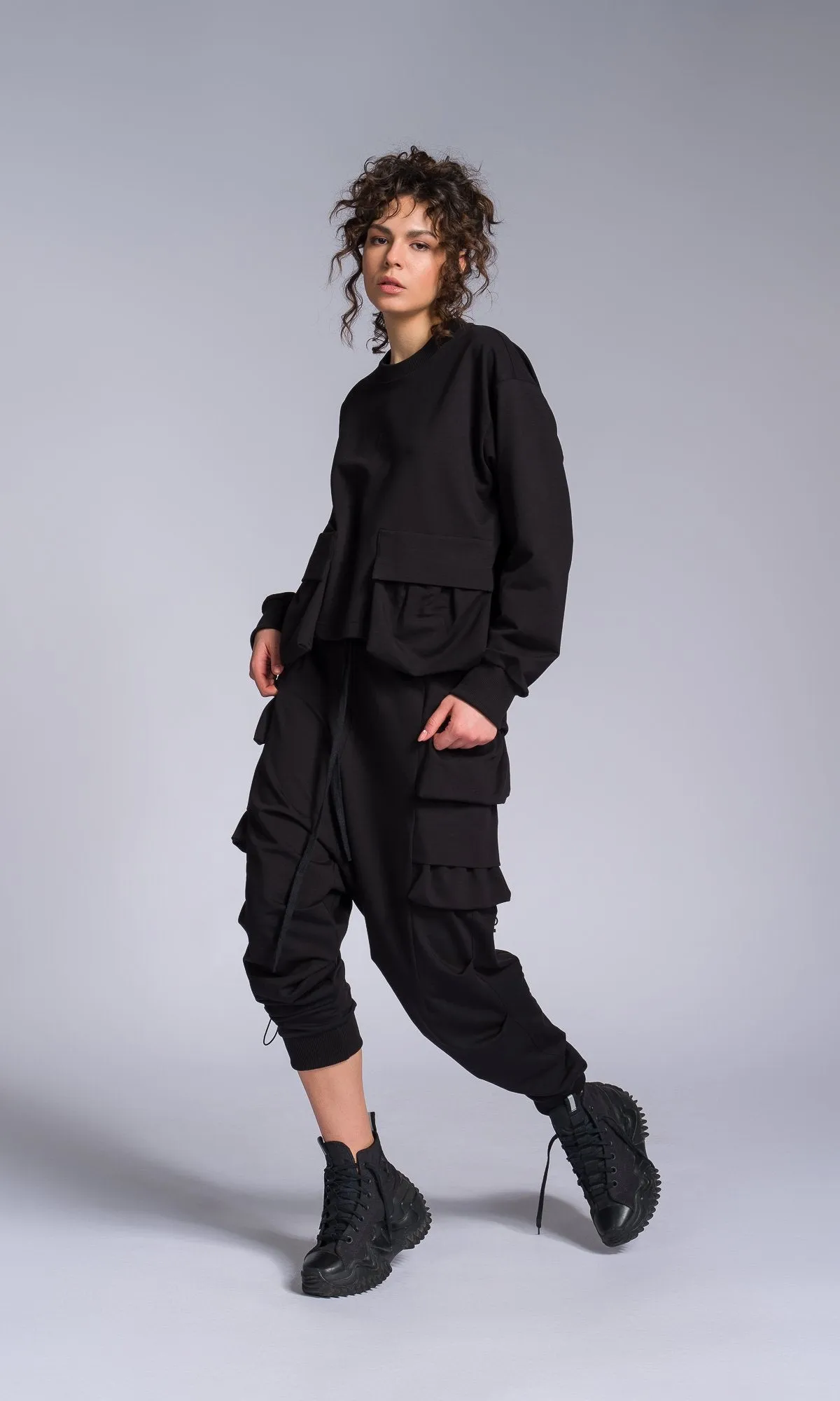 Adjustable Leg Pants with Layered Pockets