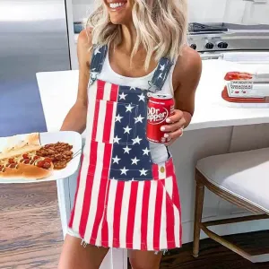 American Flag Overall Skirt