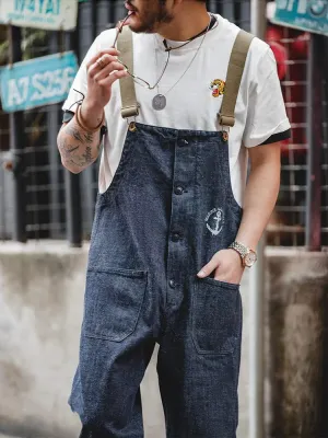 American Retro Style Navy Deck Overalls