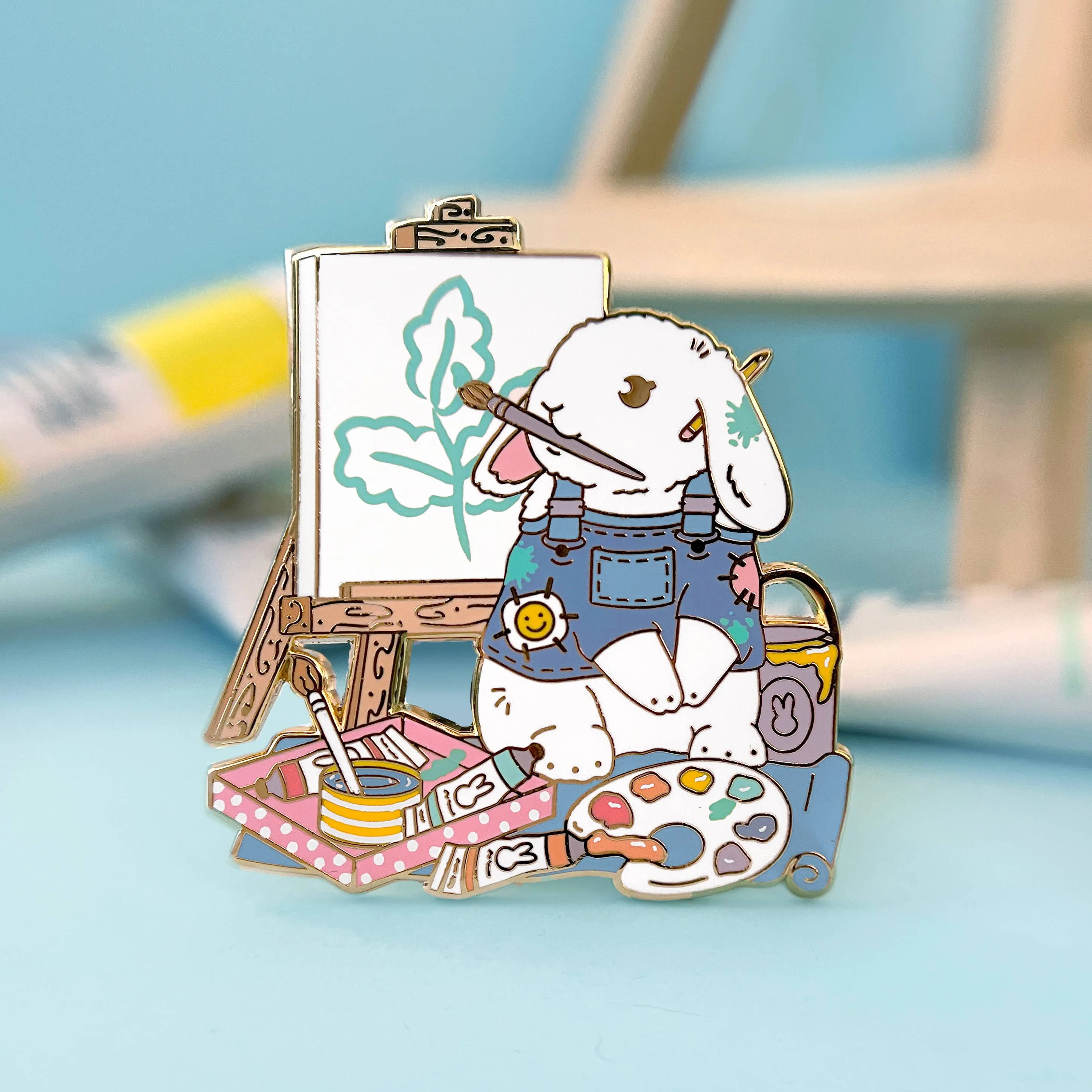 Artist Rabbit Enamel Pin