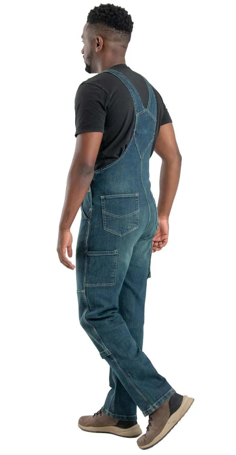 Berne Mens Granite Cotton Blend Highland Unlined Washed Flex Denim Bib Overall