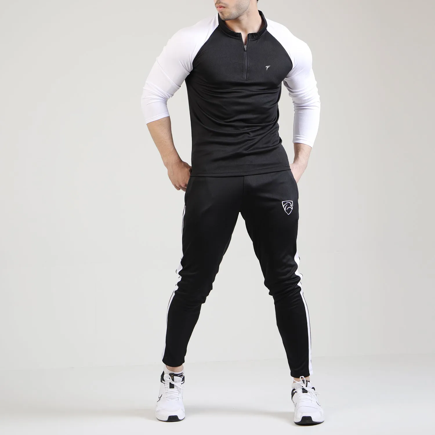 Black And White Raglan Summer Tracksuit