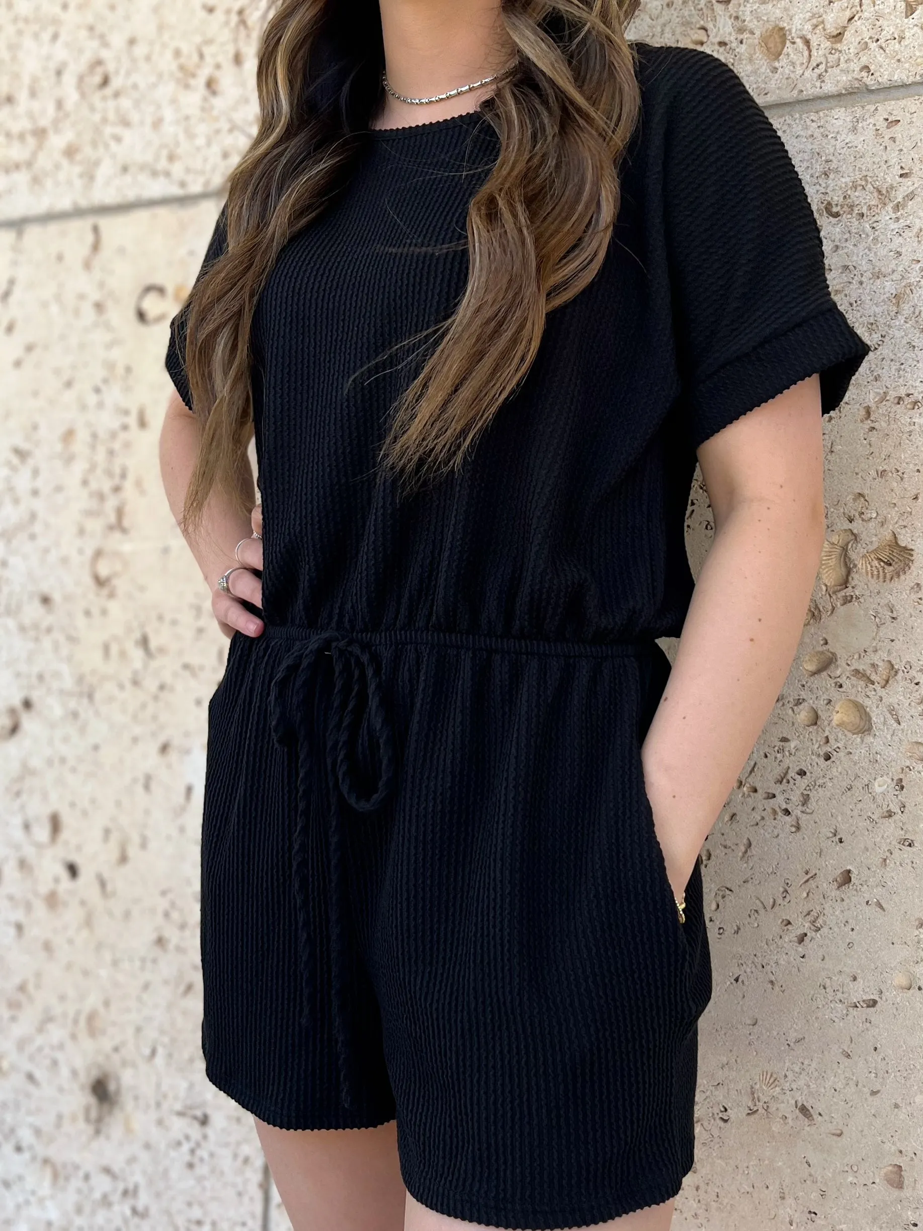 Black Urban Ribbed Romper