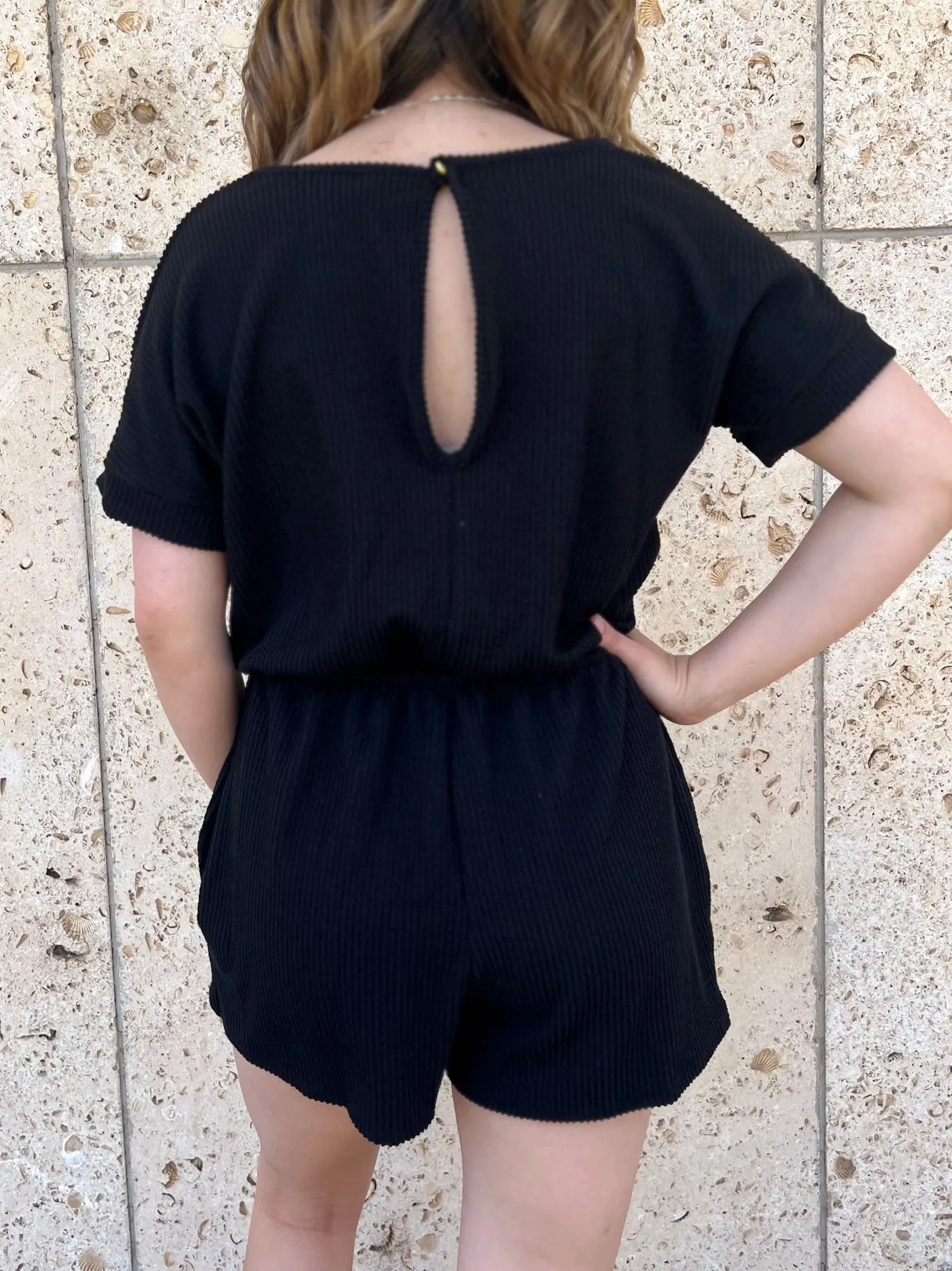 Black Urban Ribbed Romper