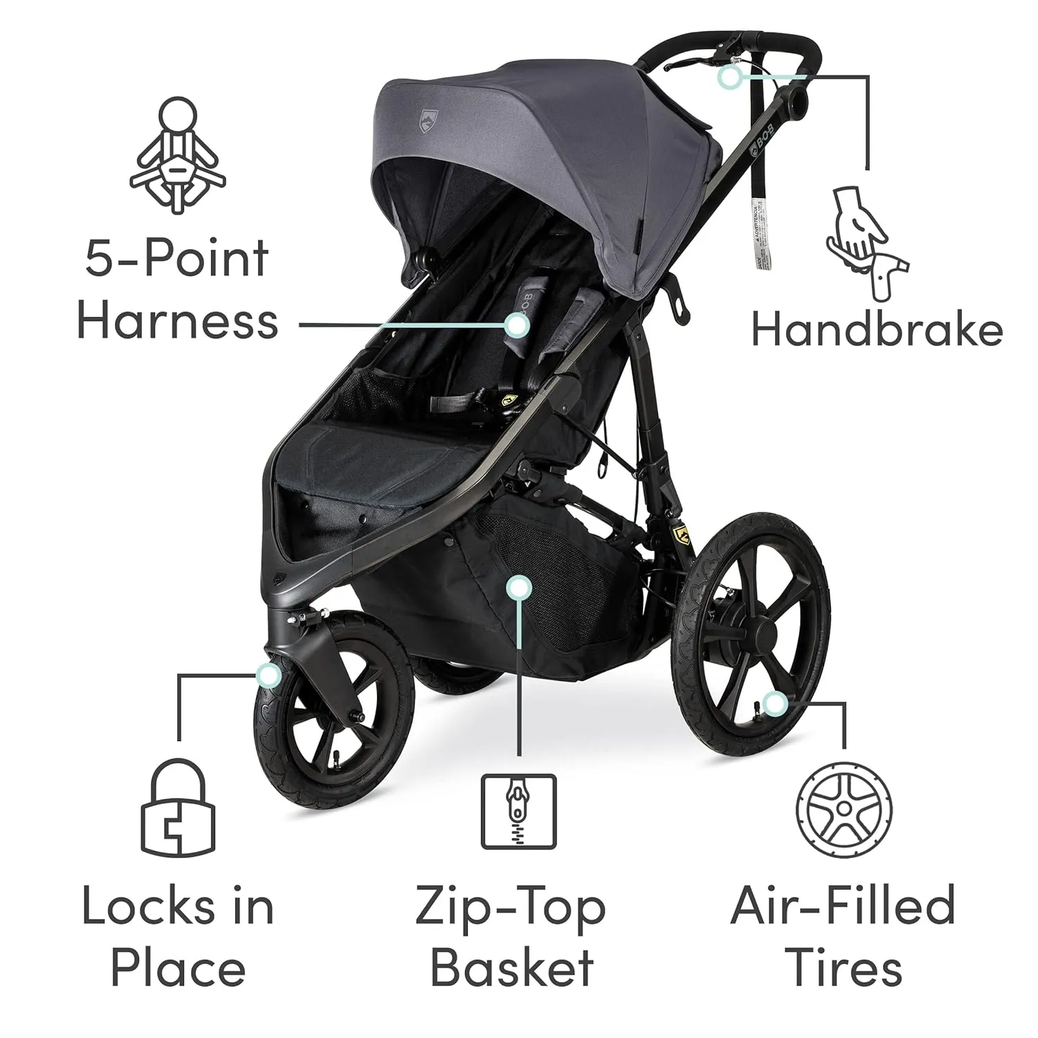 BOB Wayfinder Jogging Stroller - Storm