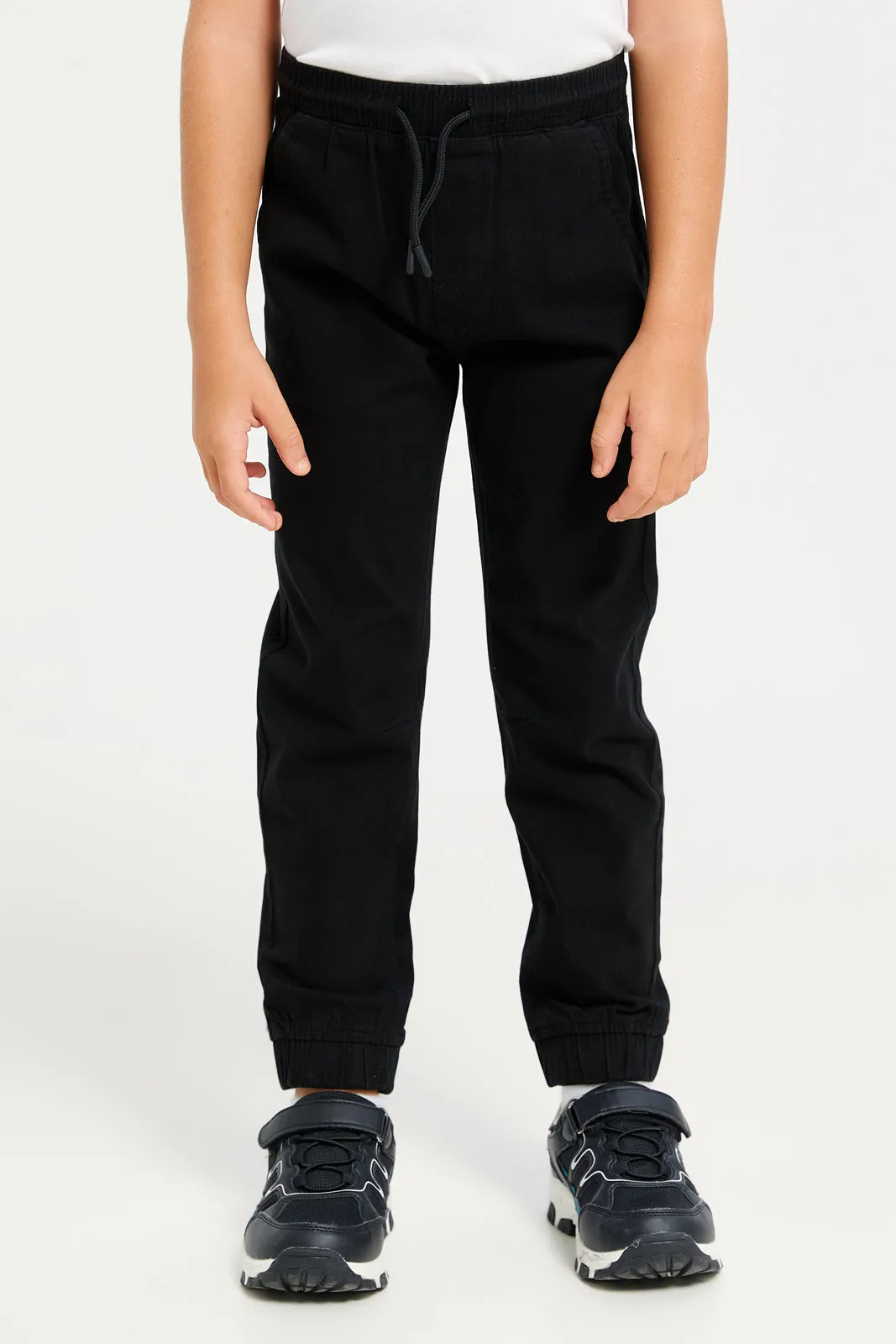 Boys Black Twill Joggers