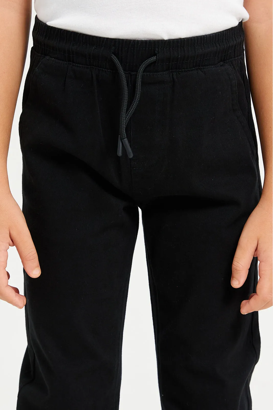 Boys Black Twill Joggers