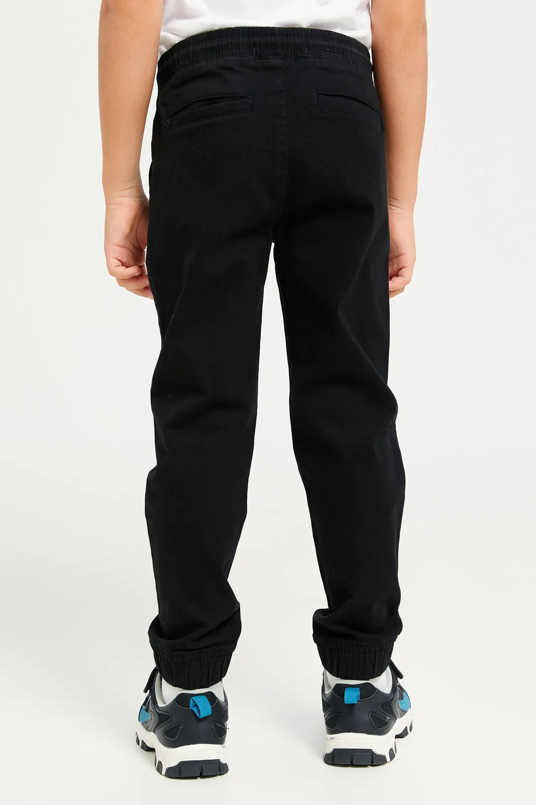 Boys Black Twill Joggers