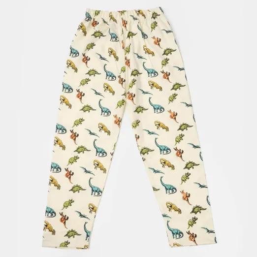 Boys Cotton Night Wear Dino & Dino - Cream