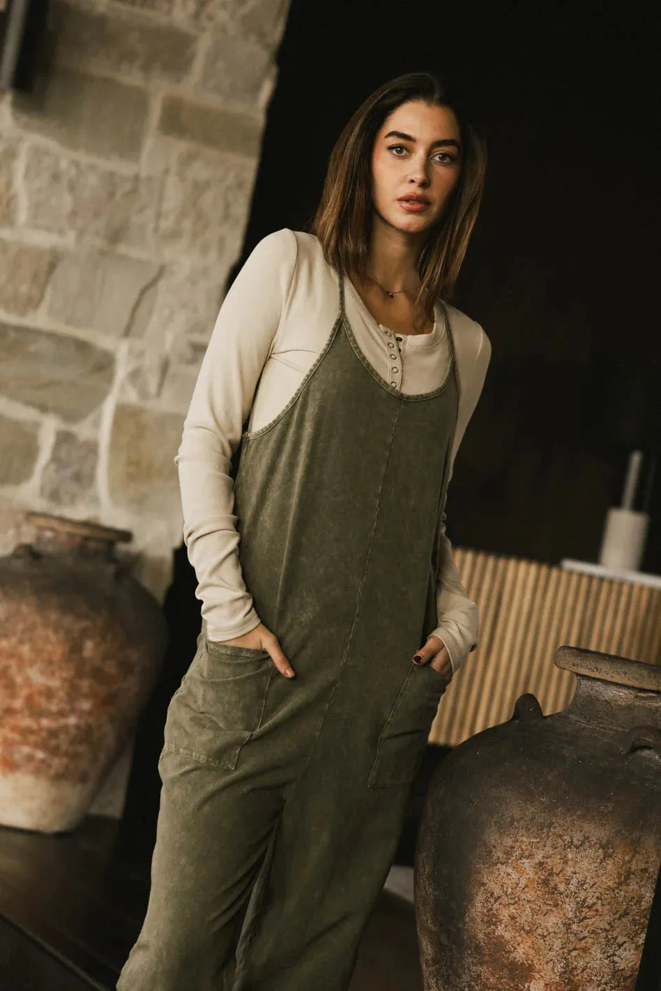 Bram Overalls in Olive