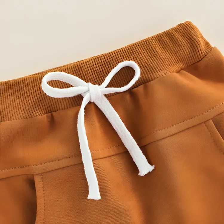 Brown Solid Color Pocket Baby Pants