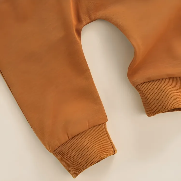 Brown Solid Color Pocket Baby Pants