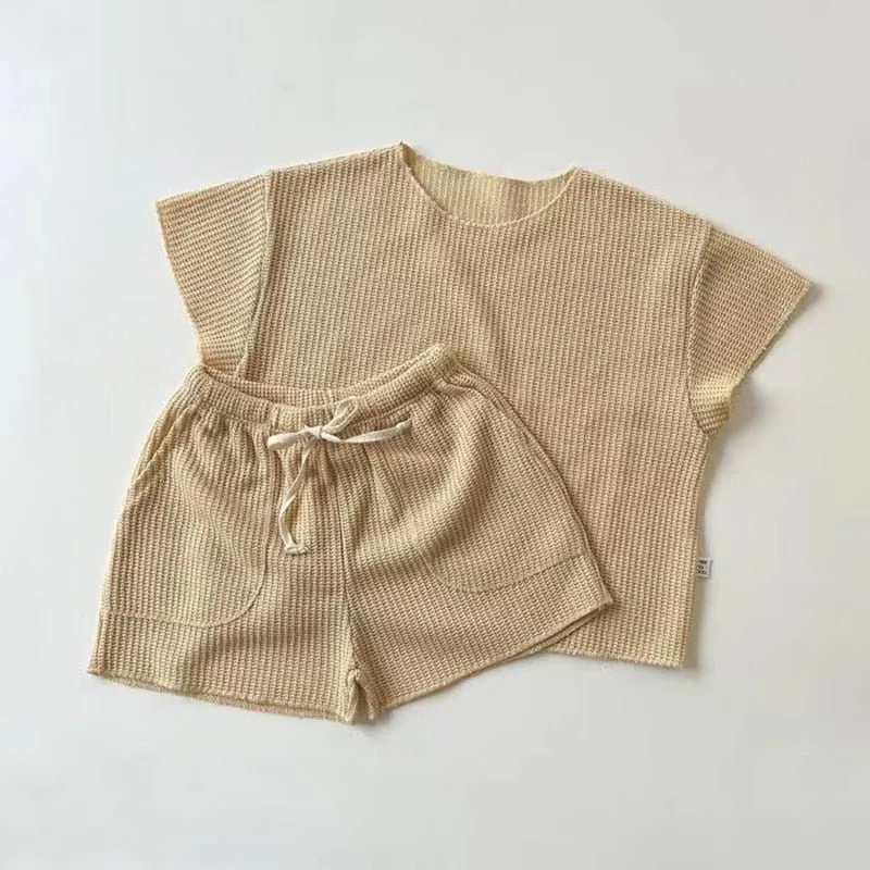 Cotton Waffle Top and Shorts Set