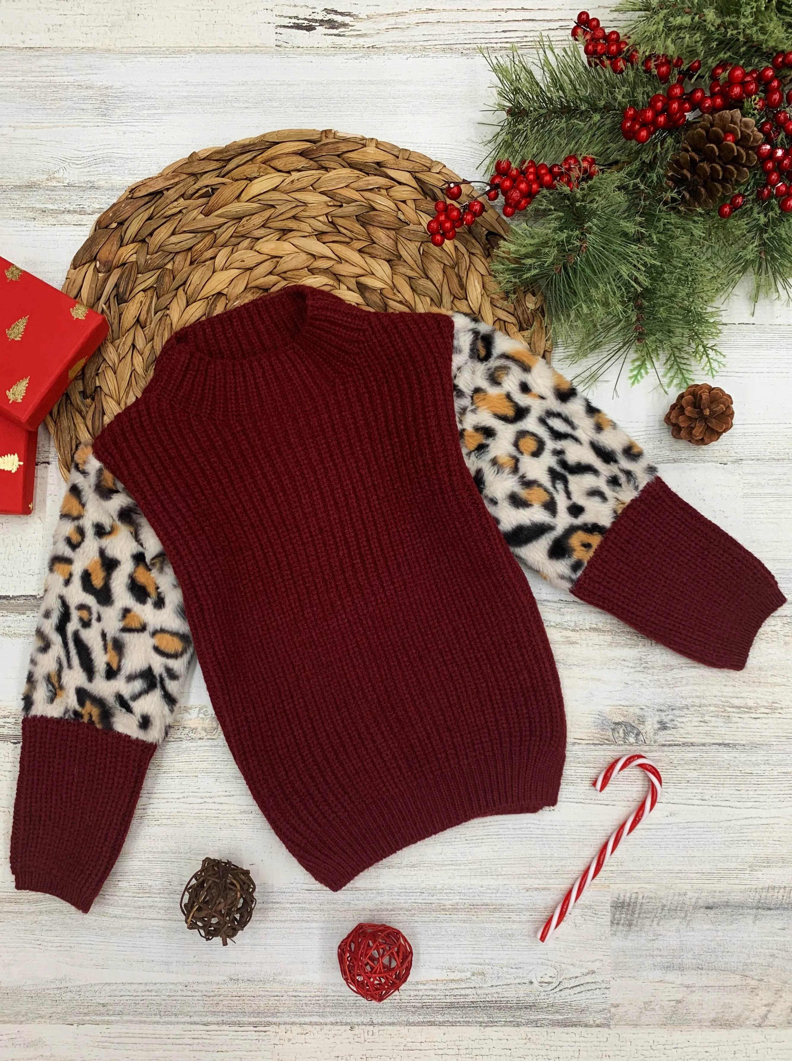 Cranberry Leopard Colorblock Sweater