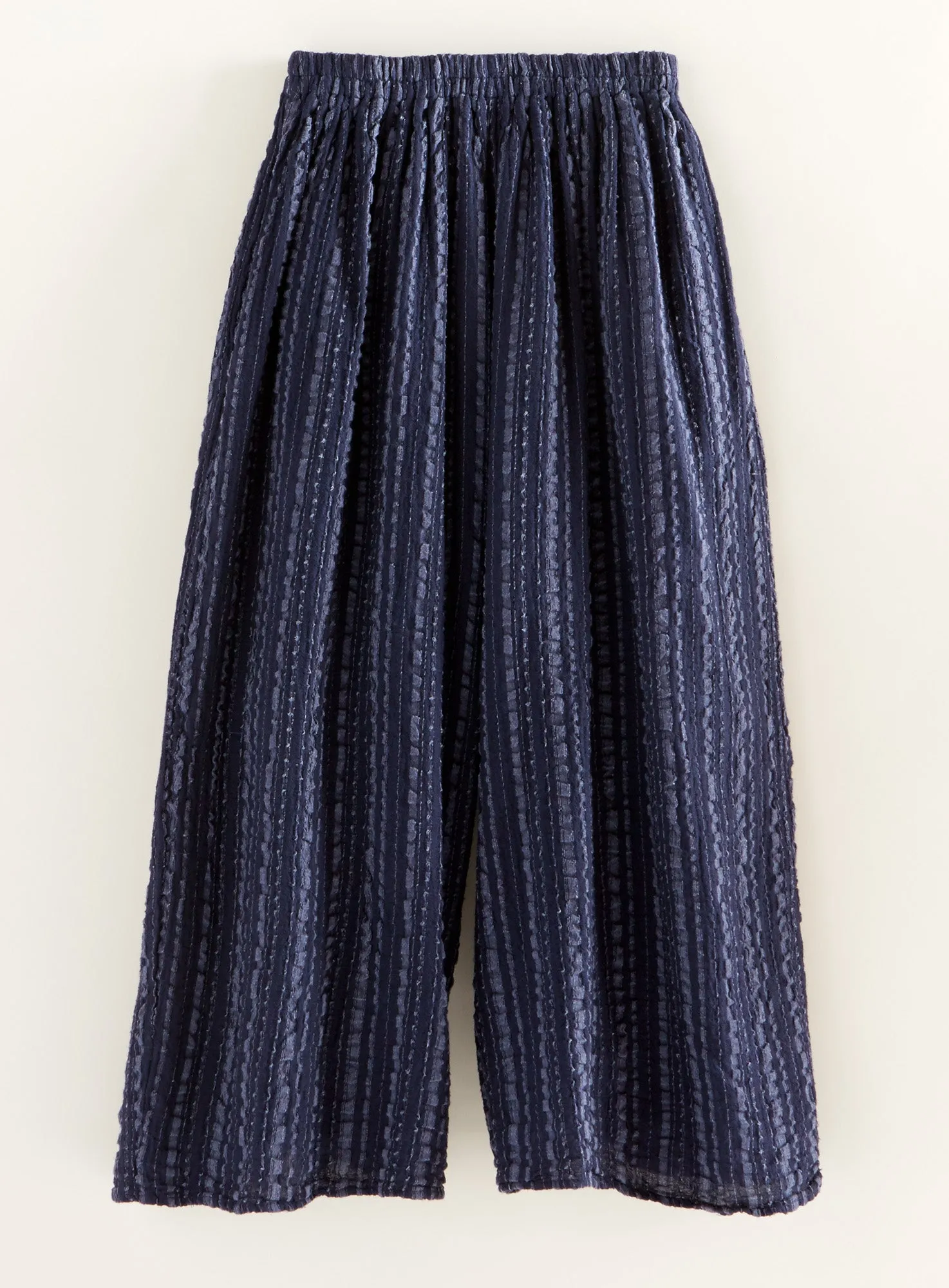 Crinkle Cotton Stripe Palazzo Pants