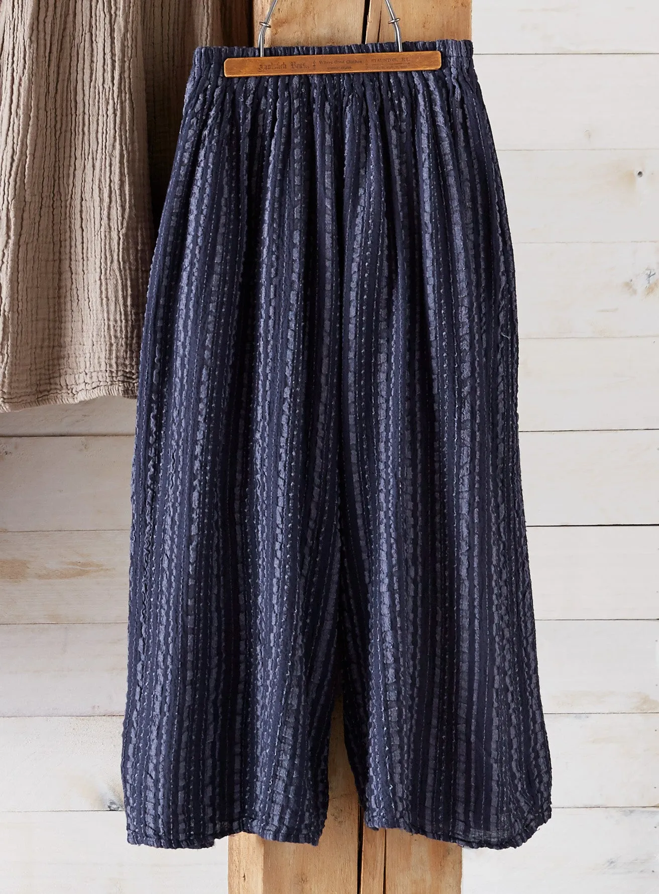 Crinkle Cotton Stripe Palazzo Pants