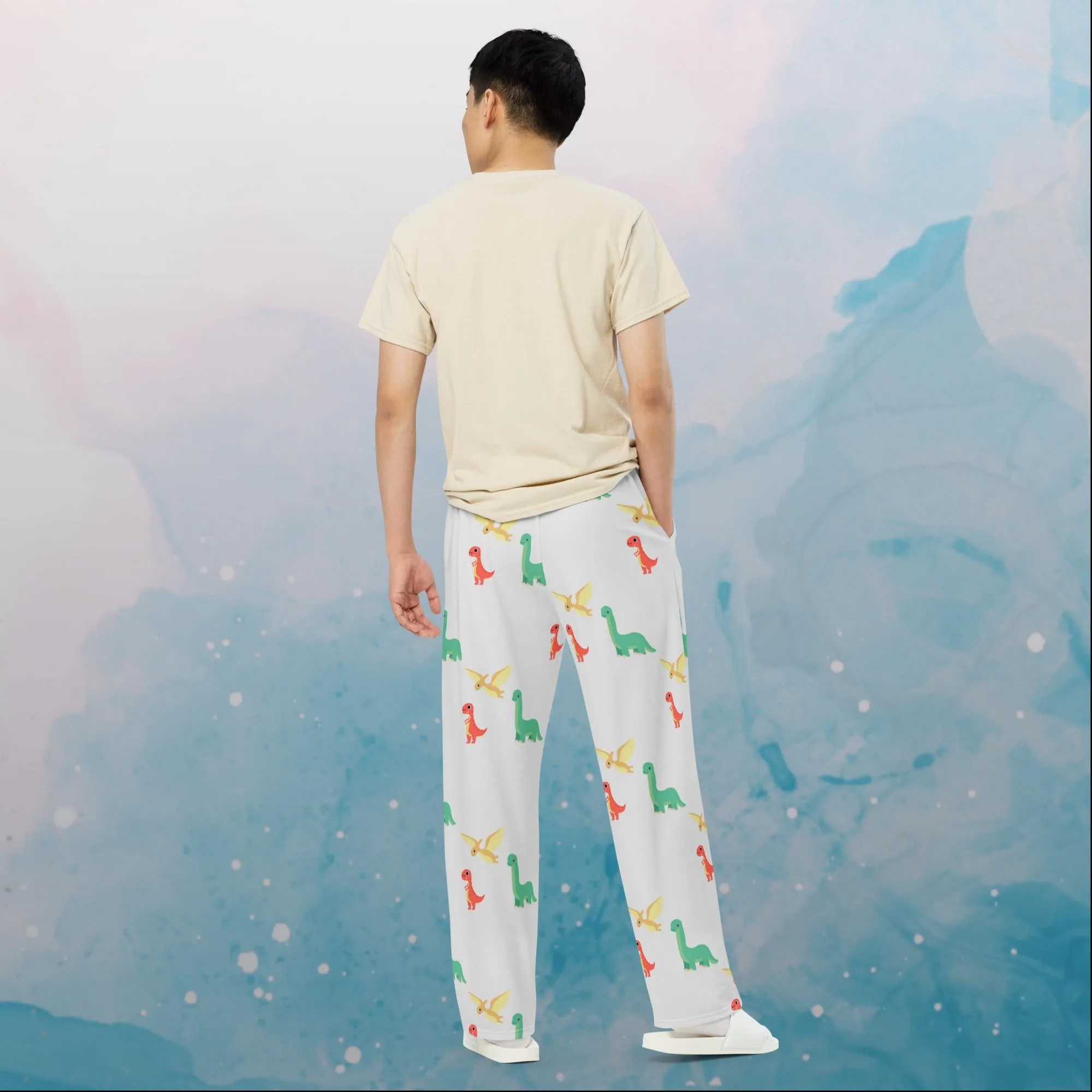 Cute Dino Print Unisex Wide Leg Pants