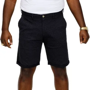 D555 Mens Dudley Big & Tall All Over Print Stretch Chino Shorts - Navy