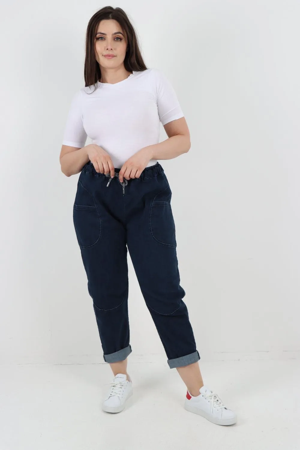 Drawstring Elasticated Waist Denim Trouser