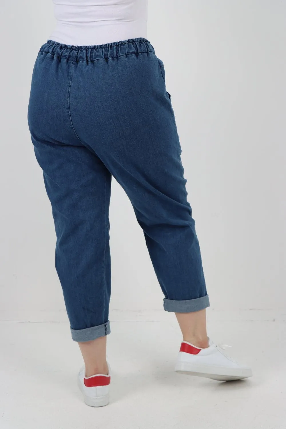 Drawstring Elasticated Waist Denim Trouser