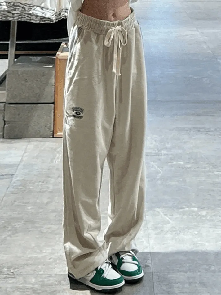 Embroidered Straight Leg Casual Sweatpants