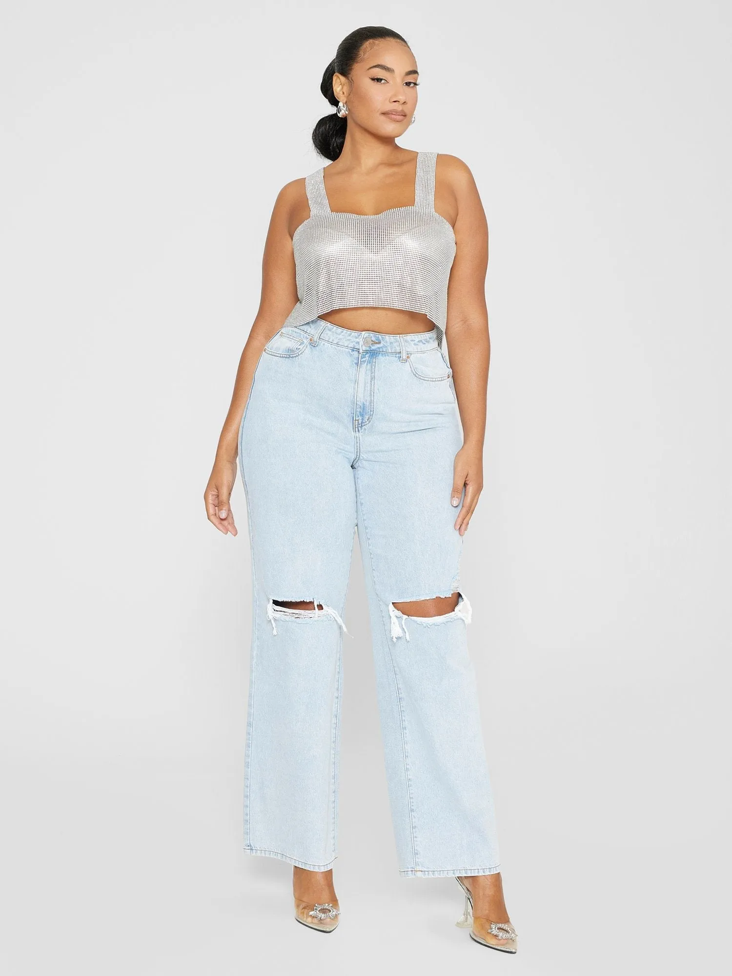 Fashion To Figure - Chloe High Rise Destructed Relaxed Fit Jeans - Gabi Fresh x FTF