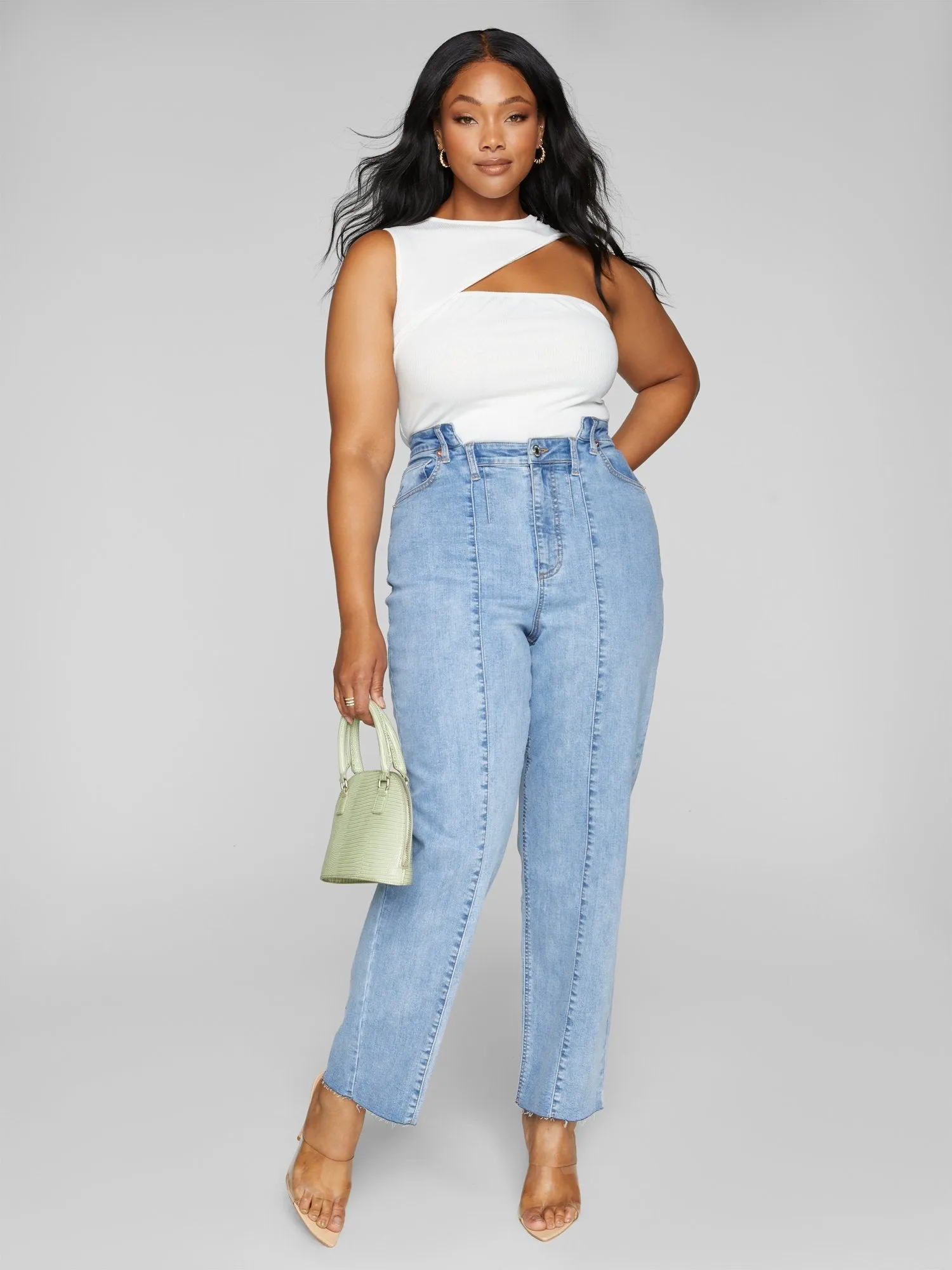 Fashion To Figure - High Rise Seam Detail Relaxed Fit Jeans