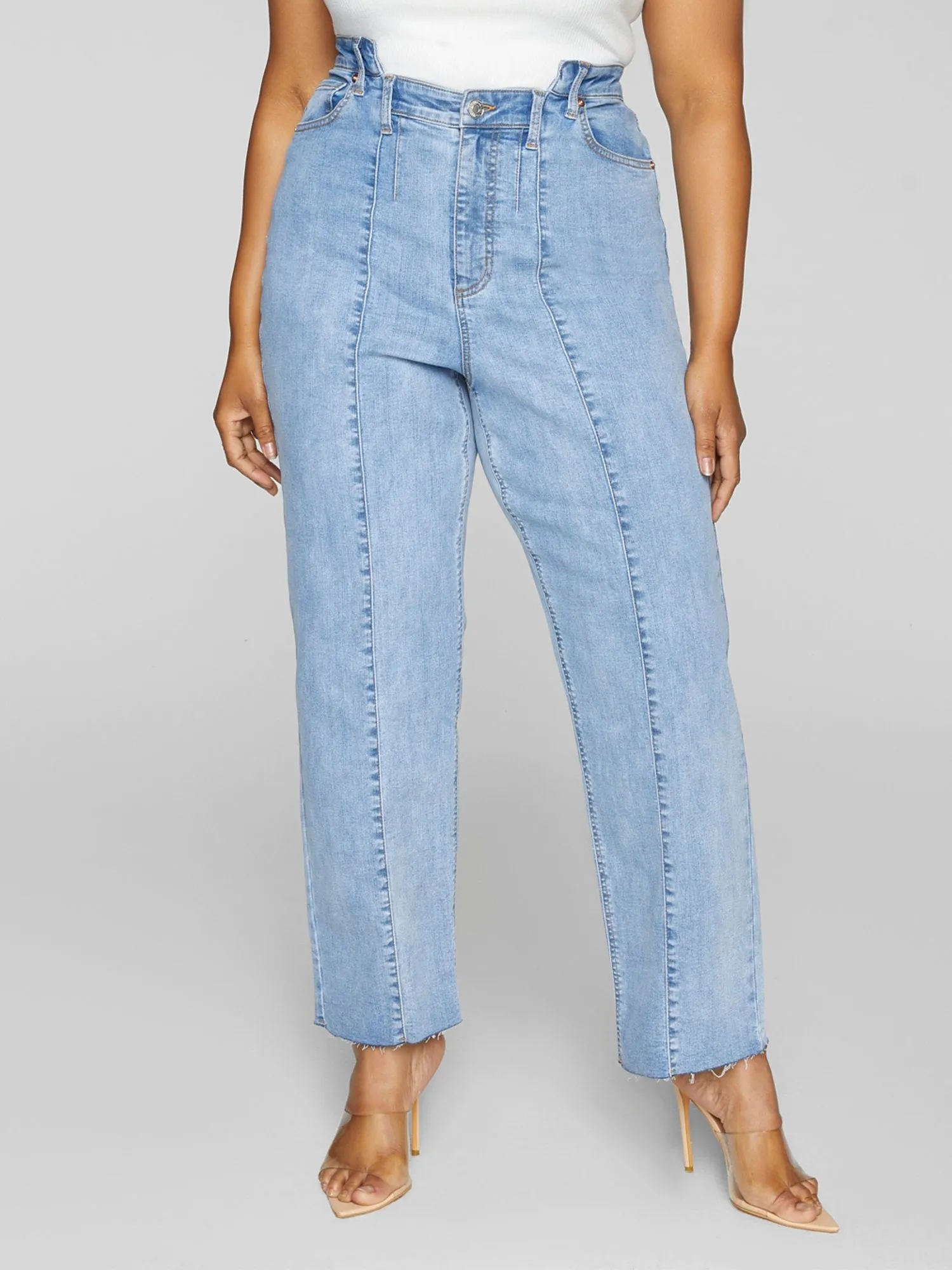 Fashion To Figure - High Rise Seam Detail Relaxed Fit Jeans