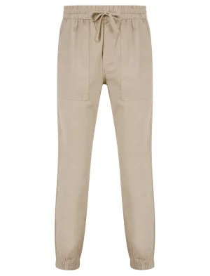 Fira Cotton Linen Comfort Fit Elasticated Waist Trousers in Nomad Sand - Tokyo Laundry