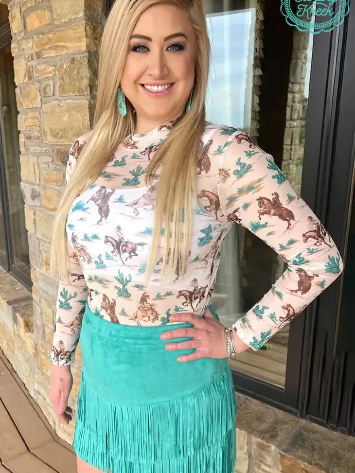 Fort Worth Fringe Mini Skirt - Turquoise Rodeo Outfit