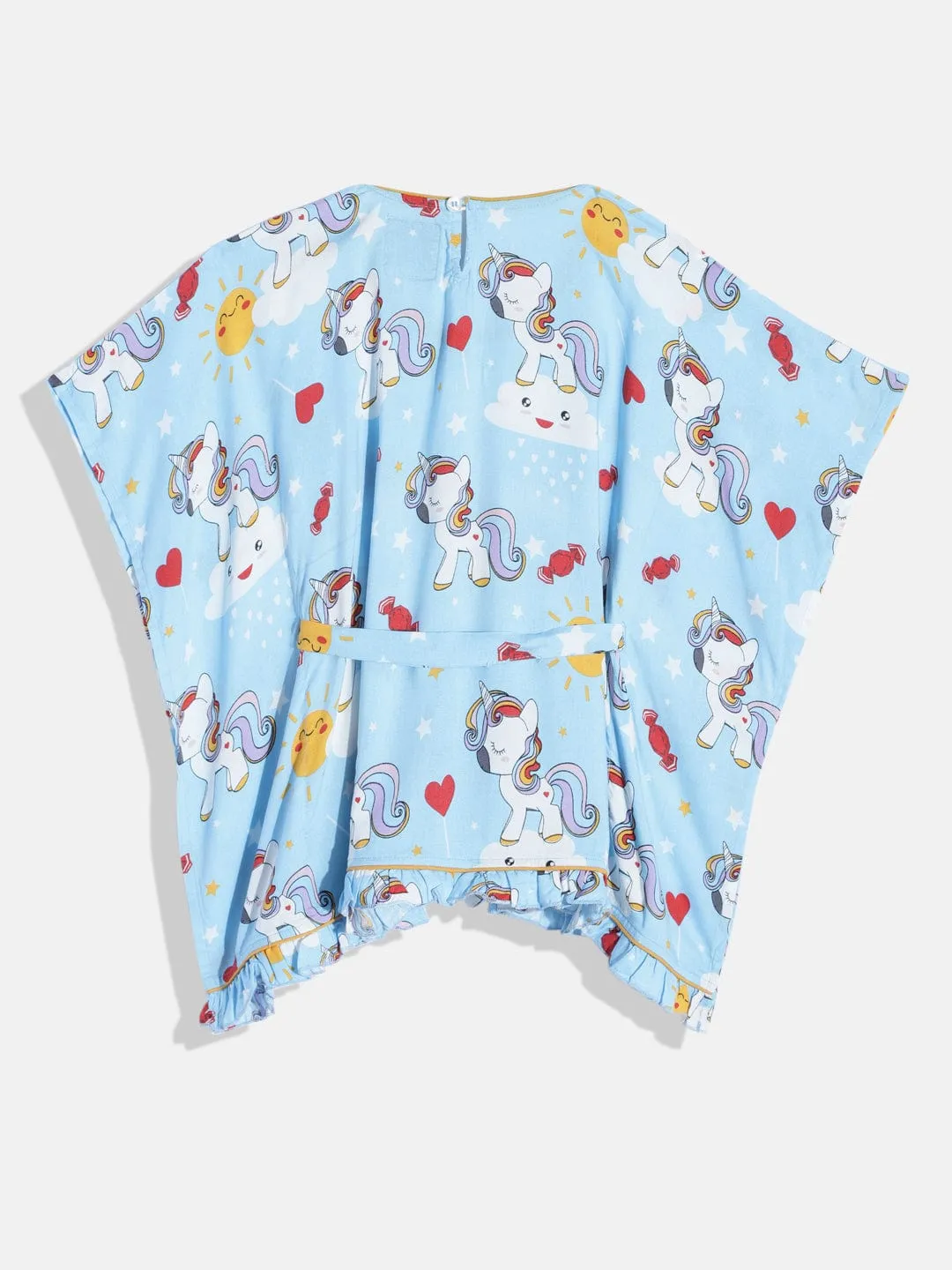 Girls Blue Cute Unicorn Shorts Set