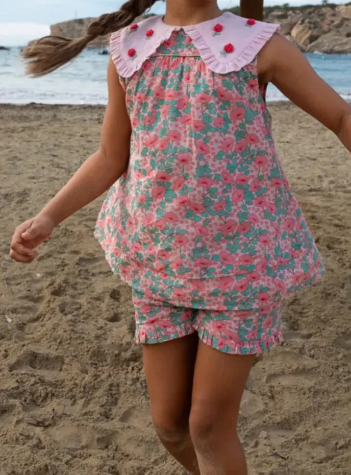 Girls Floral Top and Shorts Set