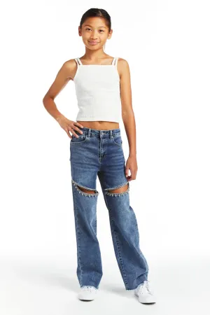 Girls SWIFTIE Crystal Slit Straight Leg Jeans