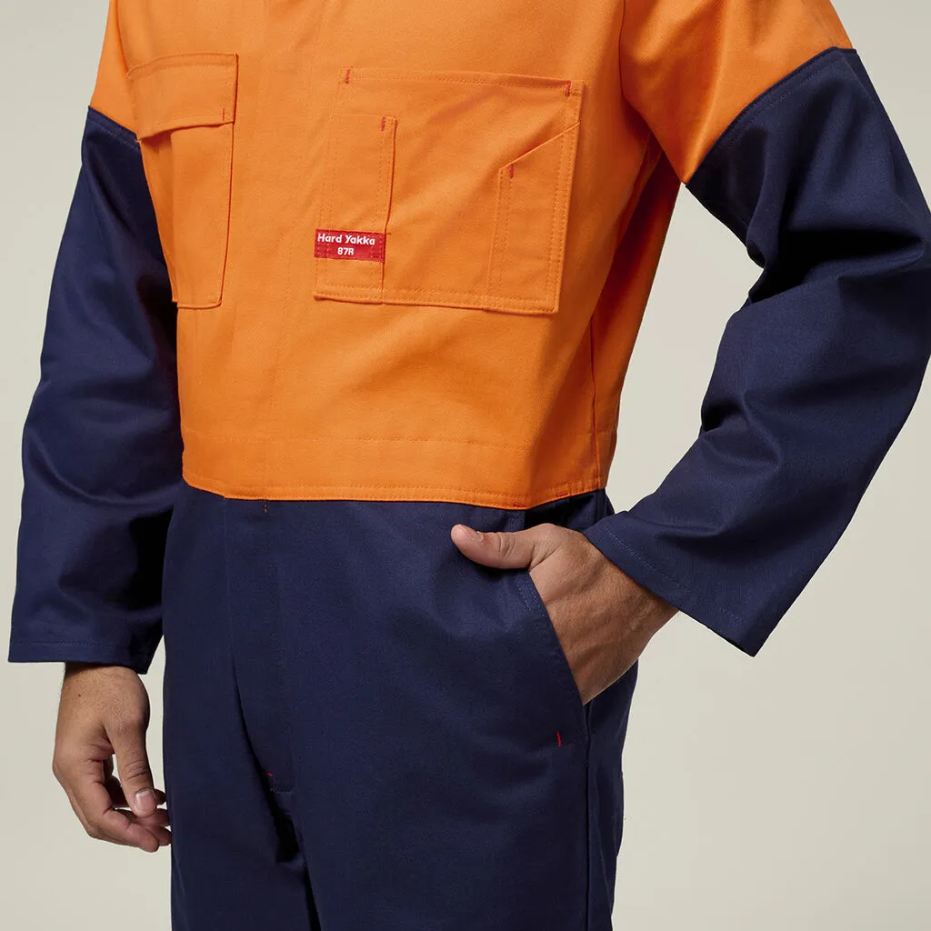 Hard Yakka Hi-vis 2Tone Cotton Drill Coverall (Y00270)