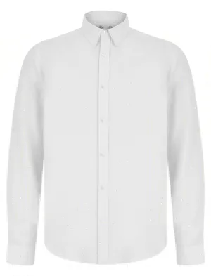 Helios Classic Collar Long Sleeve Cotton Linen Shirt in Bright White - Tokyo Laundry