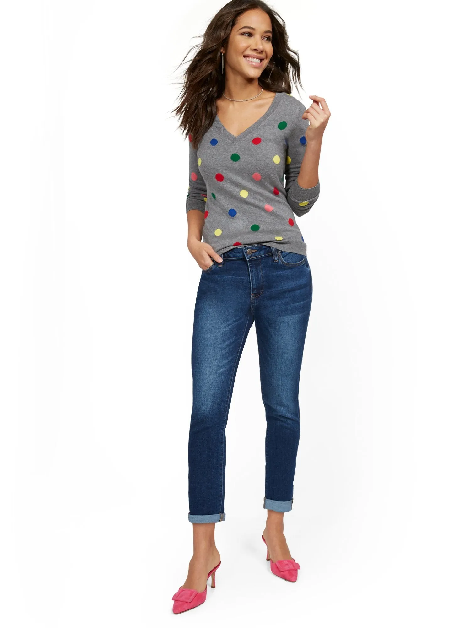 High-Waisted Boyfriend Capri Jeans - Foxy Blue