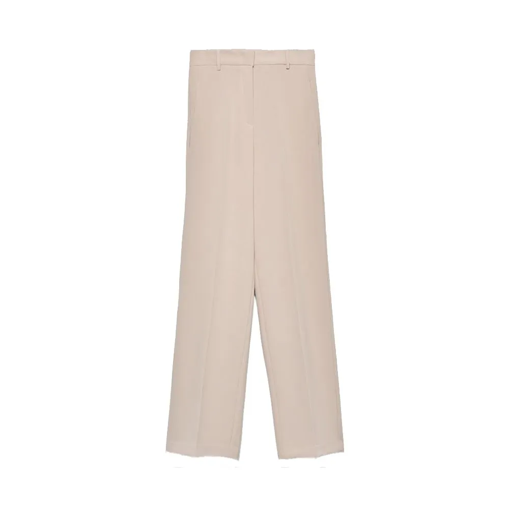 Hinnominate Elegant Beige Crepe Straight Trousers