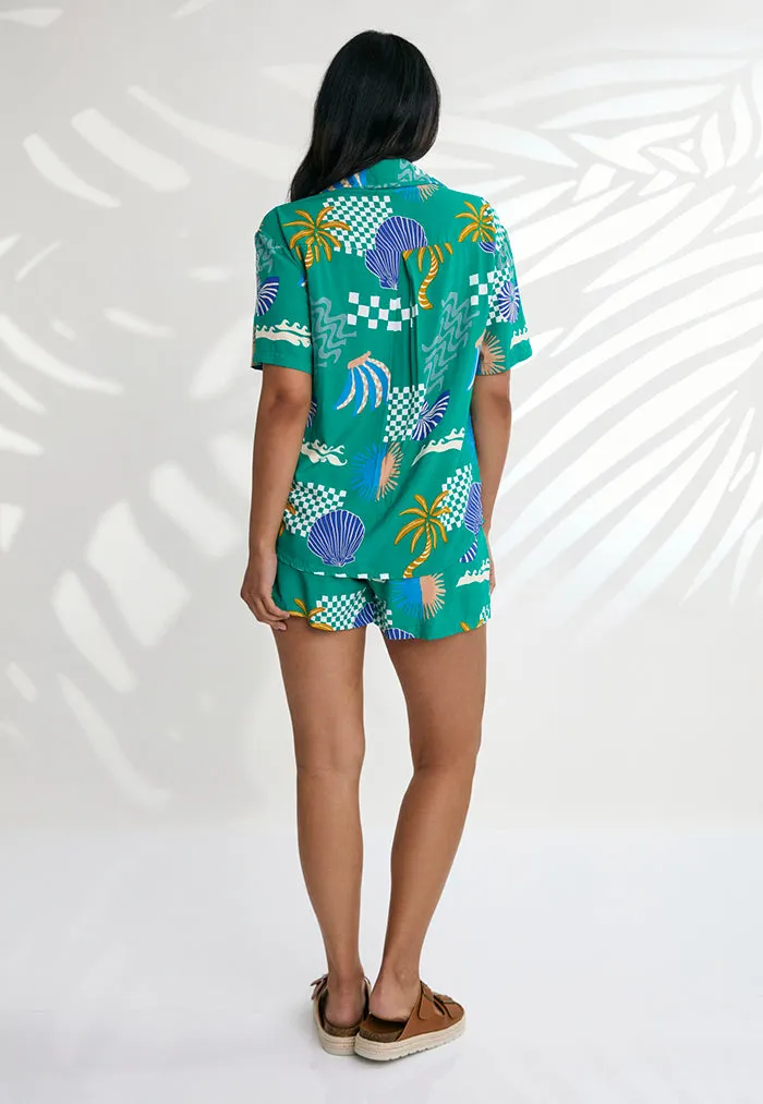 Indii Breeze Maria Shirt & Shorts Set - Seaside Green