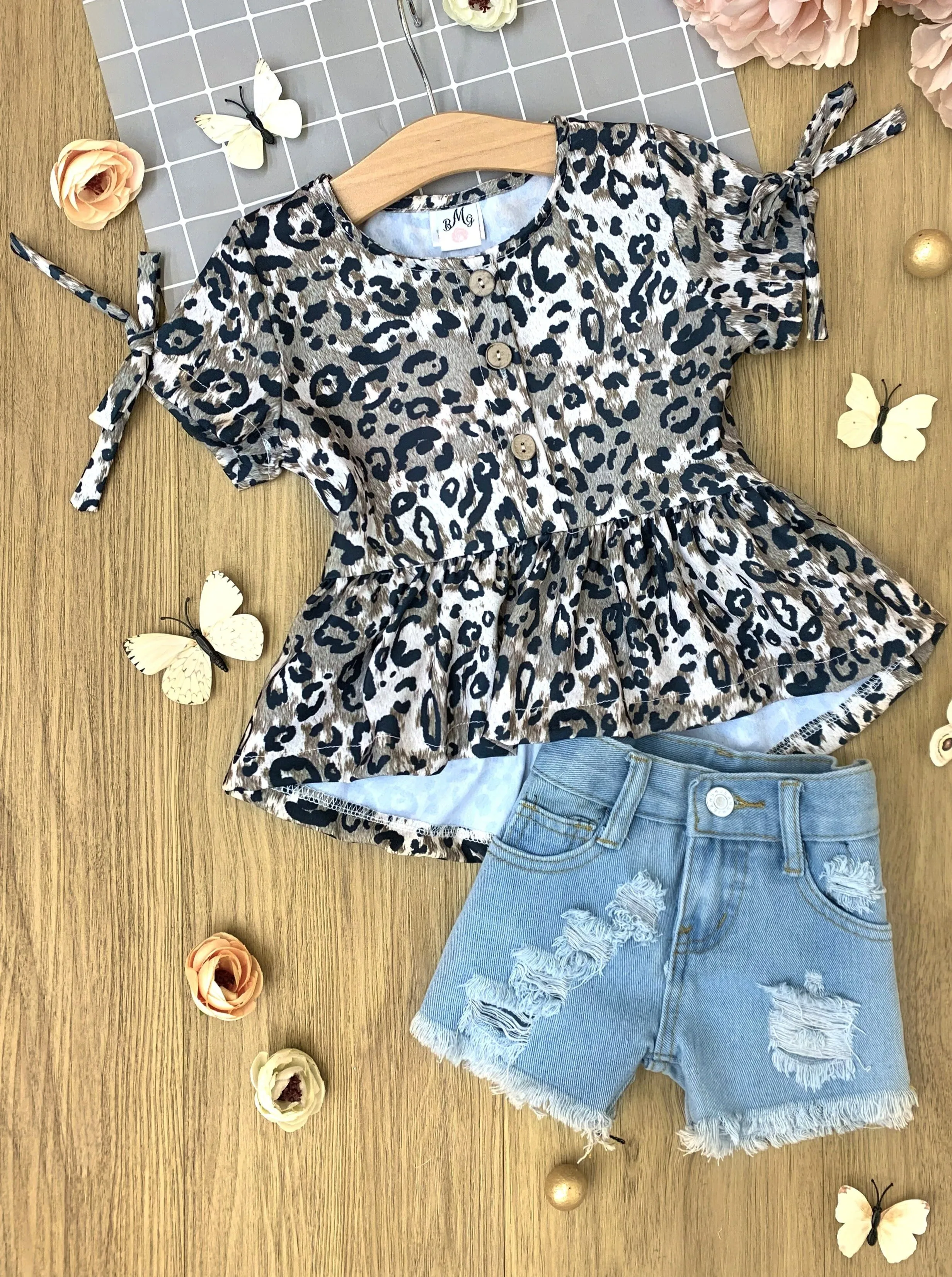 Jungle Fun Top and Denim Short Set