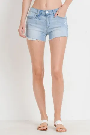 Just USA Destroyed Denim Shorts with Peek-A-Boo Pockets