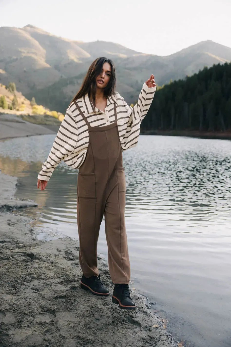 Kestrel Knit Overalls in Mocha