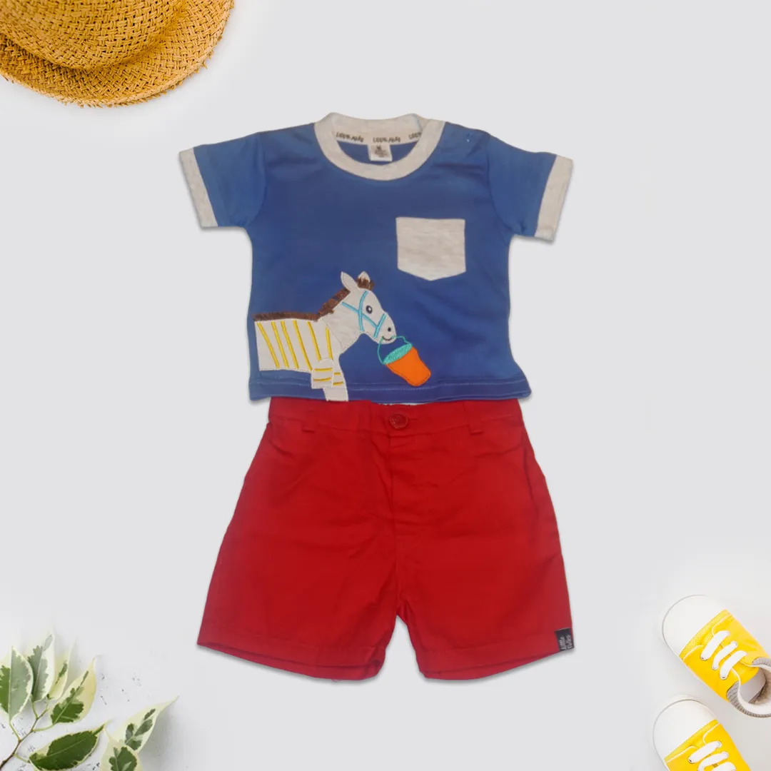 Kids Horse Printed T-Shirt with Shorts Set