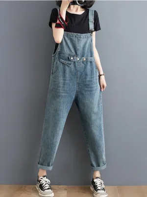 Look Good Denim High Waist Cropped Overall Dungarees