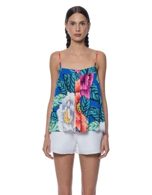 Mara Hoffman Floral Button Tank in Blue Multi