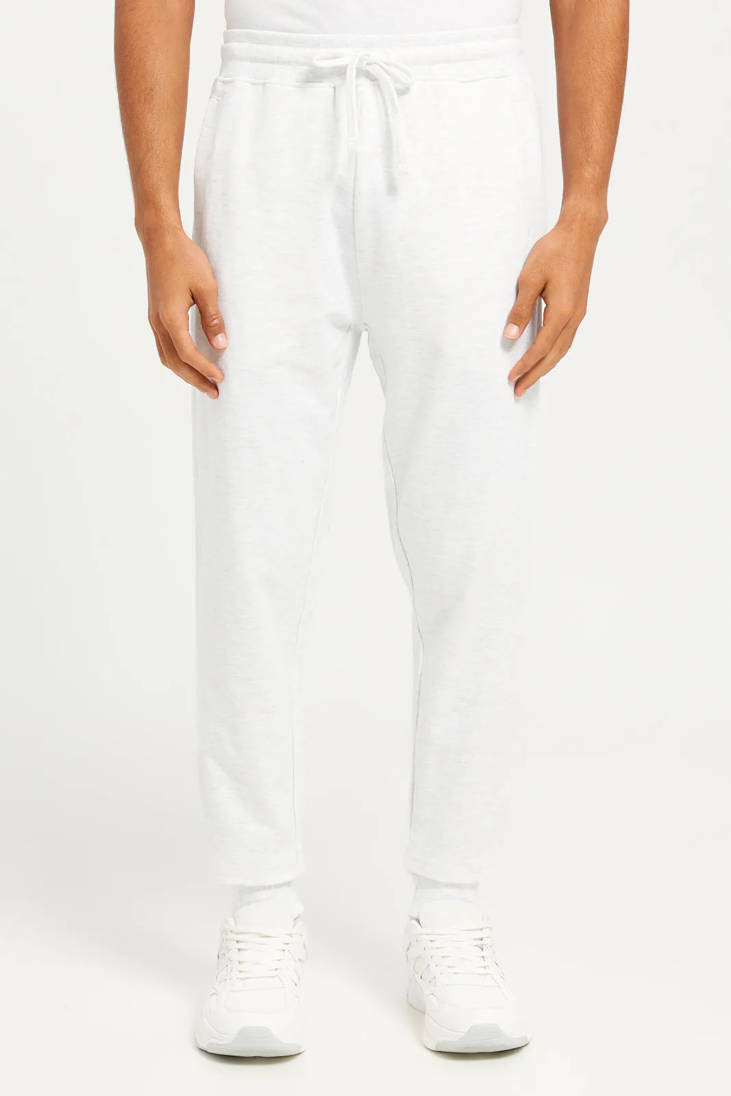 Men Ecru Plain Jogger Pants