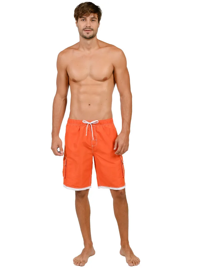 Men's Elasticized Board Shorts in bright solid colors